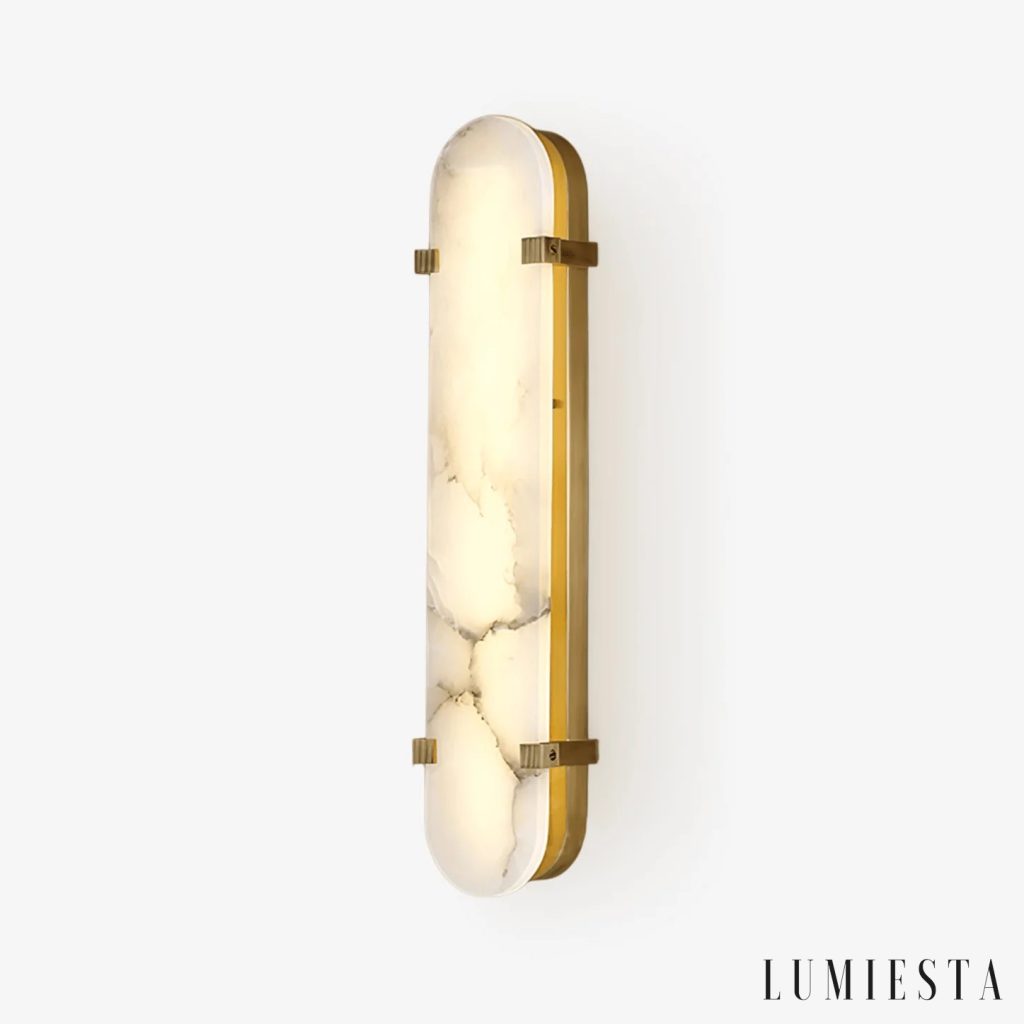 Nascitia - kinkiet ścienny alabastrowy Ø 13 cm, wys. 35-63 cm