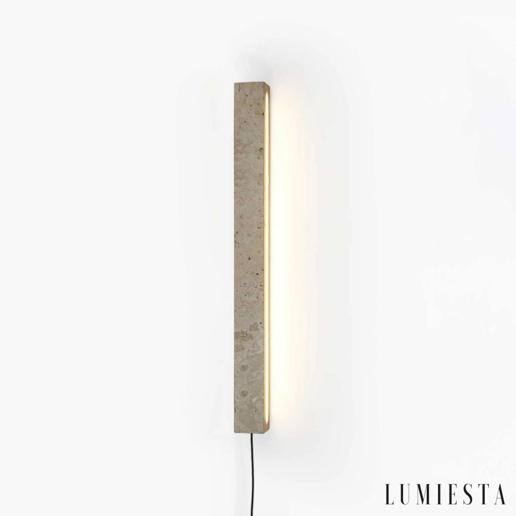 Pamplia - kinkiet ścienny trawertynowy podłużny 48-58 cm