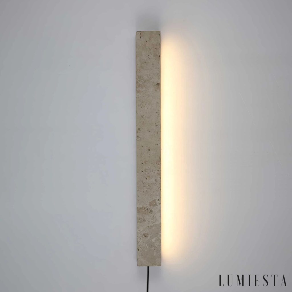 Pamplia - kinkiet ścienny trawertynowy podłużny 48-58 cm