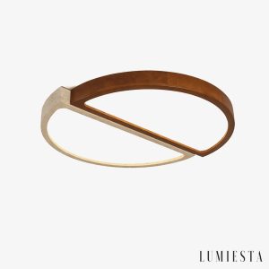 Passia - lampa sufitowa z trawertynu i drewna Ø 48–58 cm