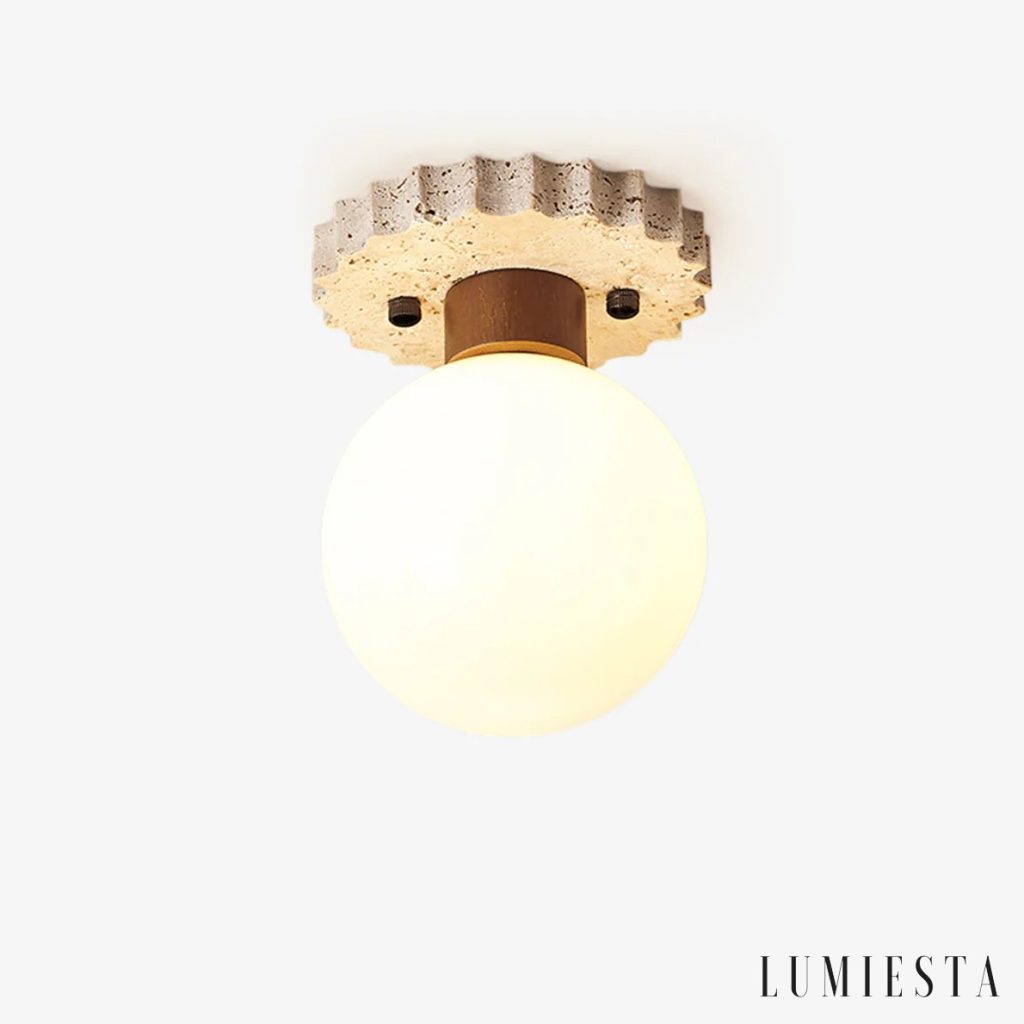 Sardia - travertine globe ceiling light Ø 13 cm