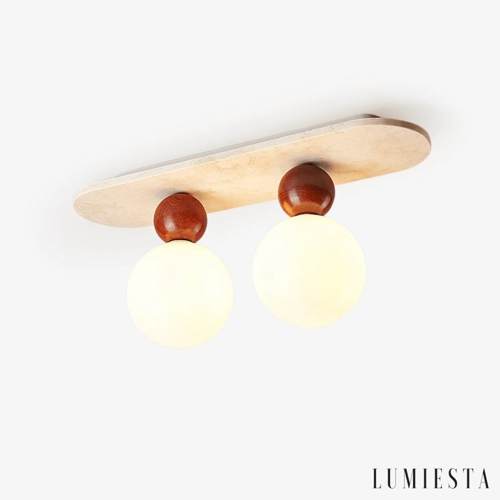 Sesimbria - lampa sufitowa trawertynowa, okrągła Ø 18 cm lub podłużna 44–60 cm
