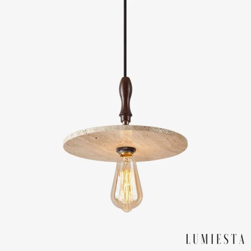 Urbiscia - lampa wisząca z trawertynowym dyskiem Ø 25 cm