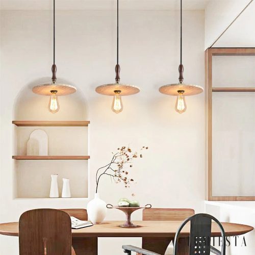 Urbiscia - lampa wisząca z trawertynowym dyskiem Ø 25 cm