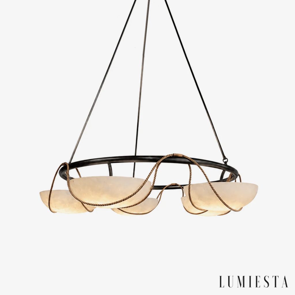 Vesia - alabaster ring chandelier Ø 85 cm