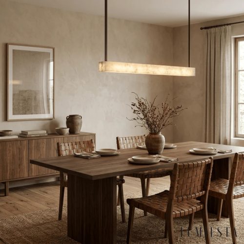 Vilia - lampa wisząca alabastrowa liniowa