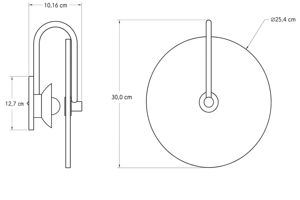 Kinkiet alabaster okrągły złoty - rysunek techniczny modelu Alabastrin