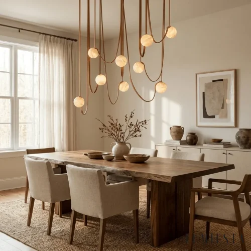 Baiona - lampa wisząca alabastrowa Ø 203 cm - detal materiału - alabaster
