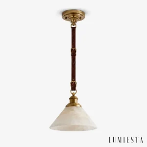 Capalbio - lampa wisząca alabastrowa Ø klosza: 23 cm; wysokość całkowita: 120 cm (możliwość skrócenia przy montażu) - widok z przodu