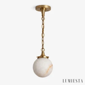 Cetona - lampa wisząca alabastrowa kula - widok z przodu