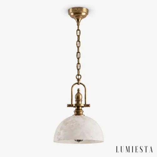 Cortona - lampa wisząca alabastrowa kopuła - widok z przodu