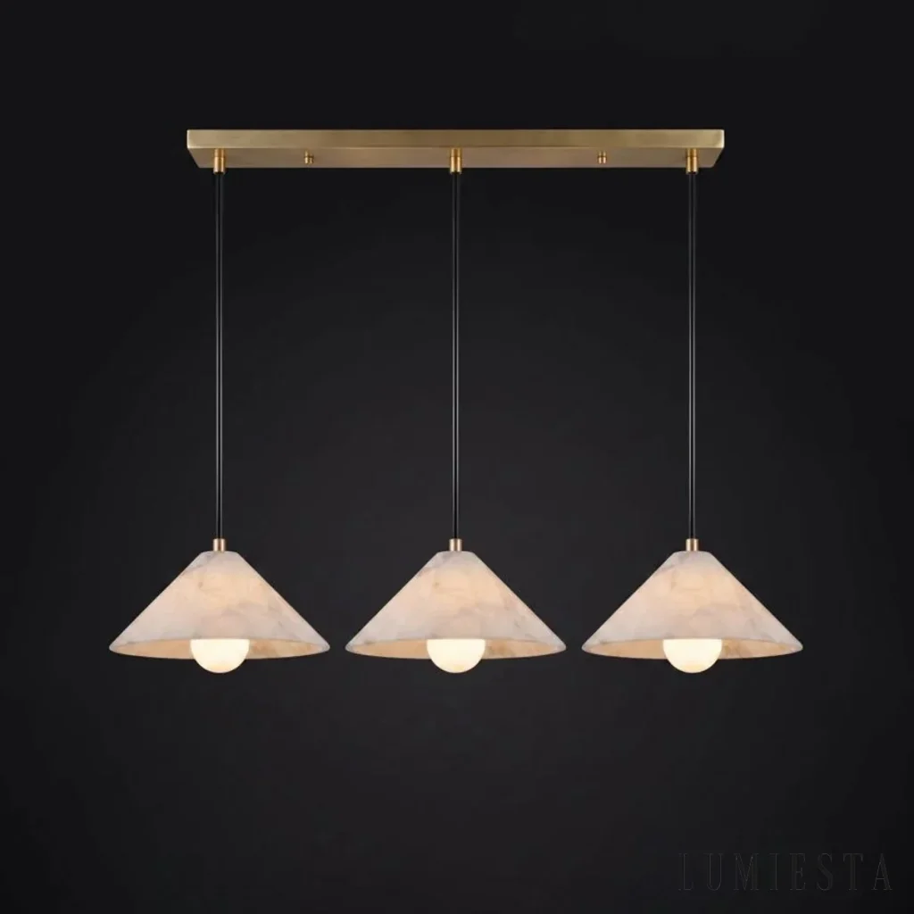 Empoli - lampa wisząca alabastrowa stożek - wykończenie szczotkowana miedź hardware