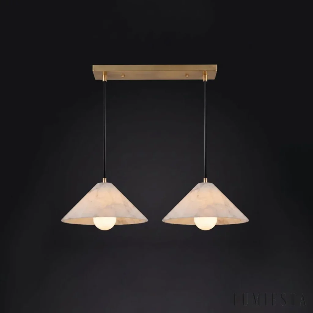 Empoli - lampa wisząca alabastrowa stożek - detal klosza i podstawy
