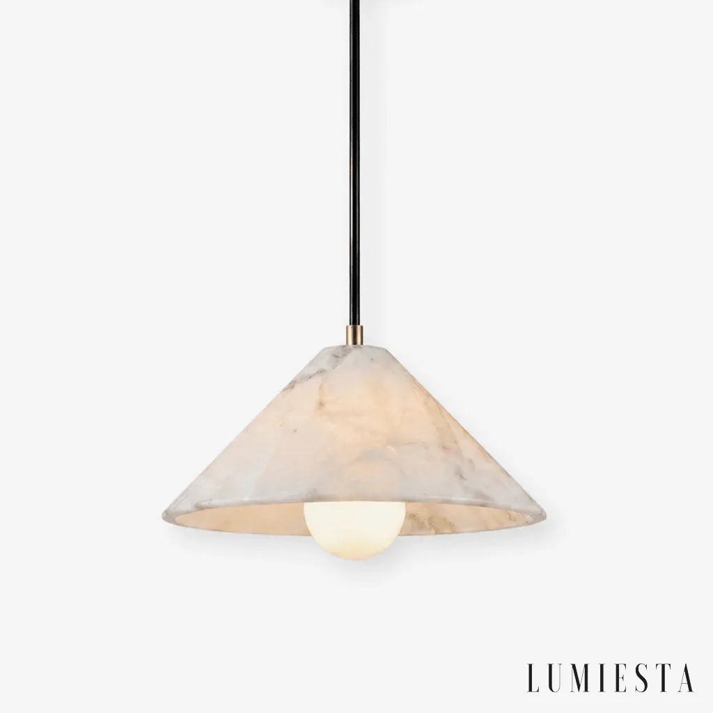 Empoli - lampa wisząca alabastrowa stożek - widok z przodu