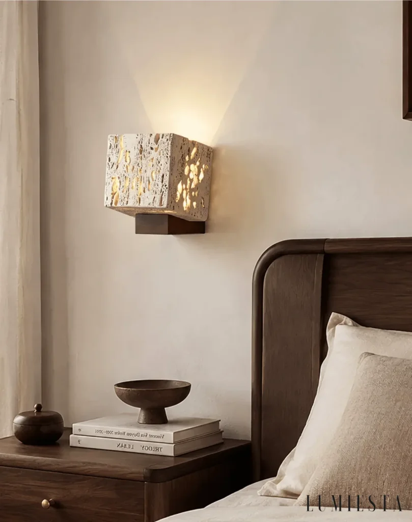 Gubbio - travertine wall light Width 14.5 cm