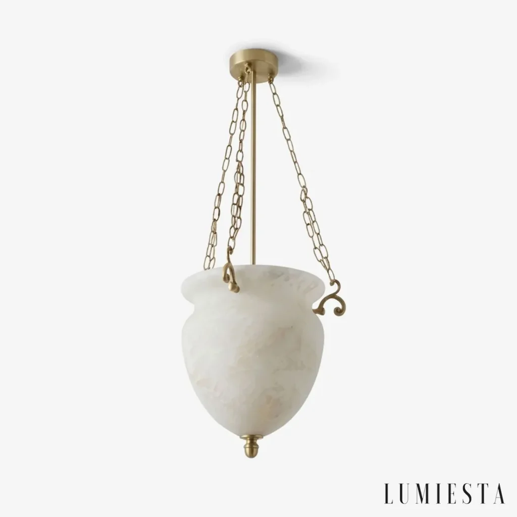 Llanes - chain-hung alabaster pendant light Ø 40 cm