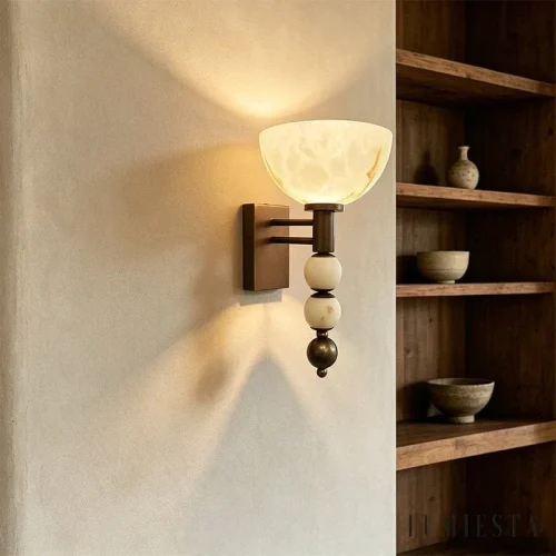 Manciano - kinkiet ścienny alabastrowy Ø 20 cm - detal materiału - alabaster