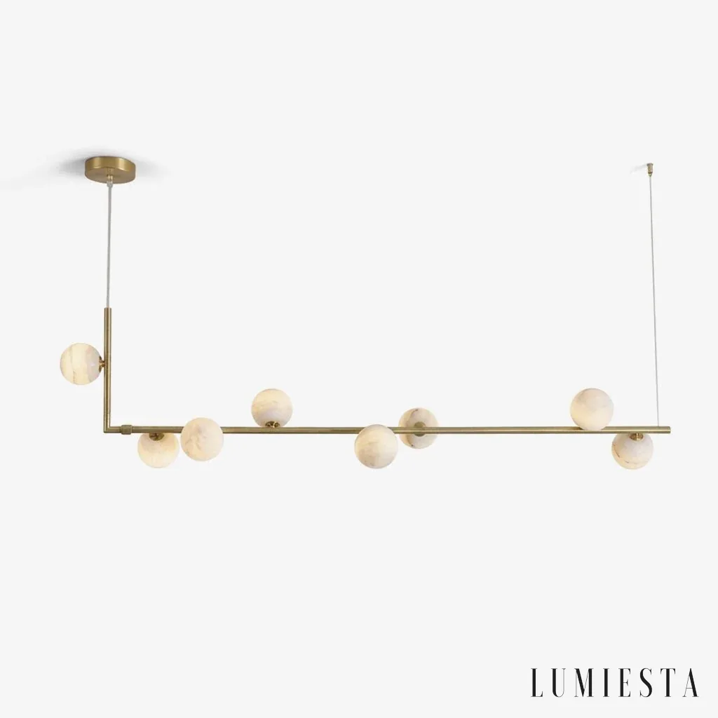 Salamanca - chandelier with alabaster globes on a bar