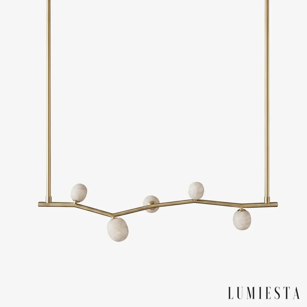 Scansano - alabaster chandelier in the shape of a copper branch
