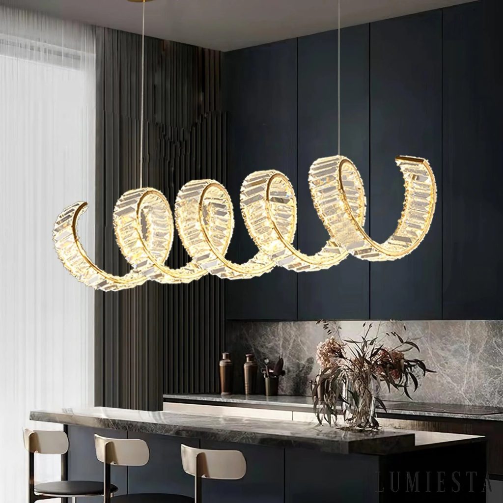 Laccio - gold crystal flush ceiling light, close-up of the drops