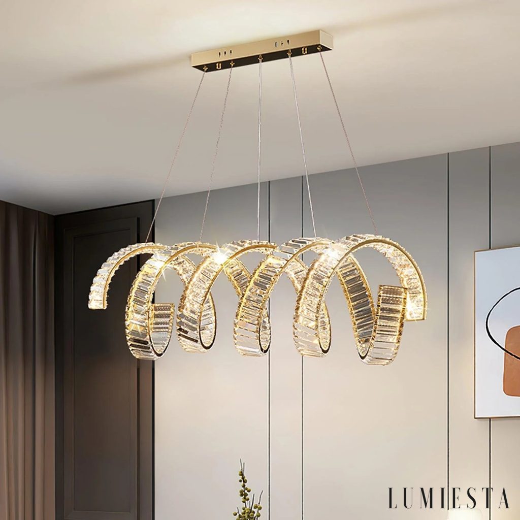 Laccio - decorative gold crystal flush ceiling light with a circular design