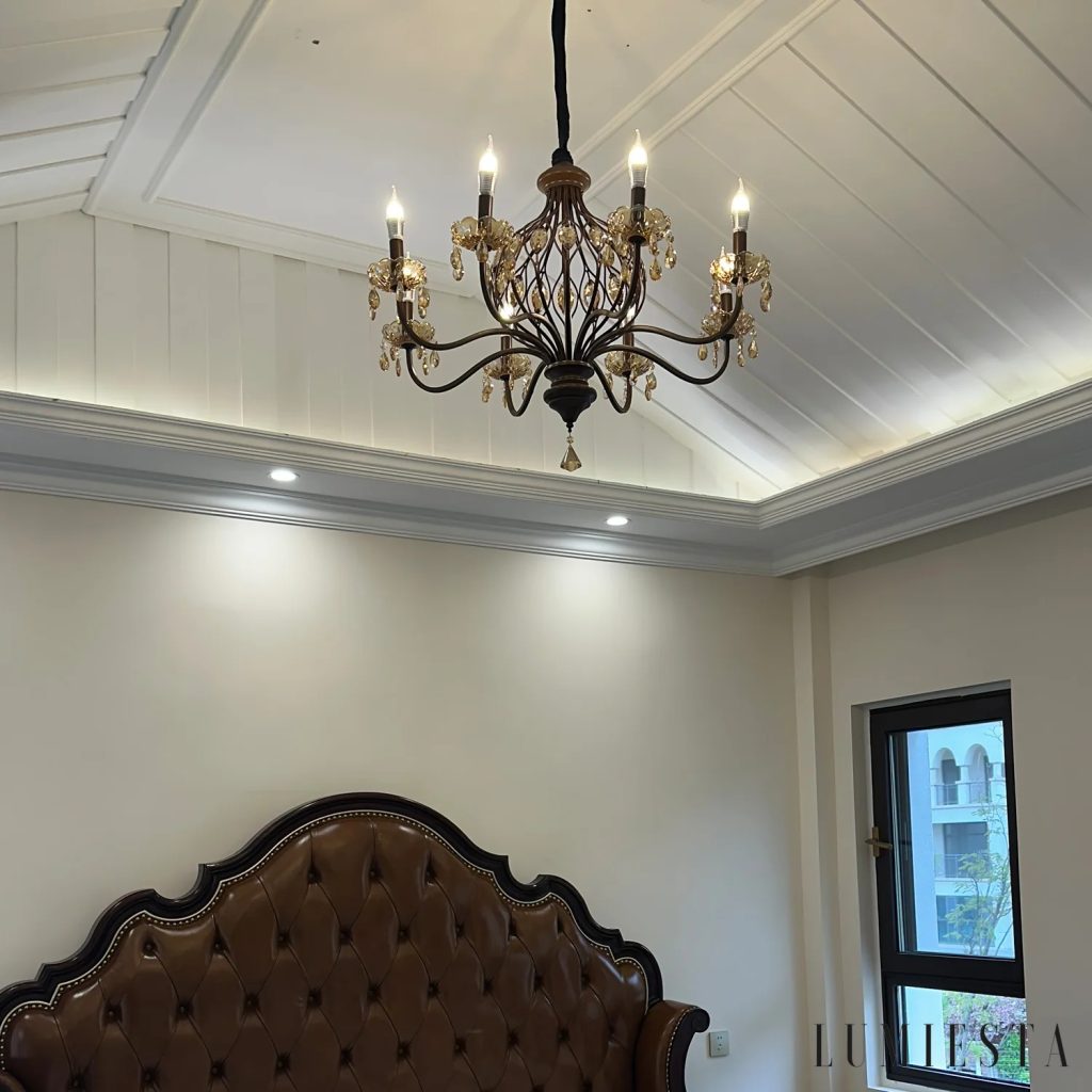 Lucido - crystal elements reflect light onto the walnut wood