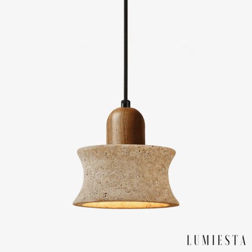 Amber Drop - travertine pendant light Ø 17 cm