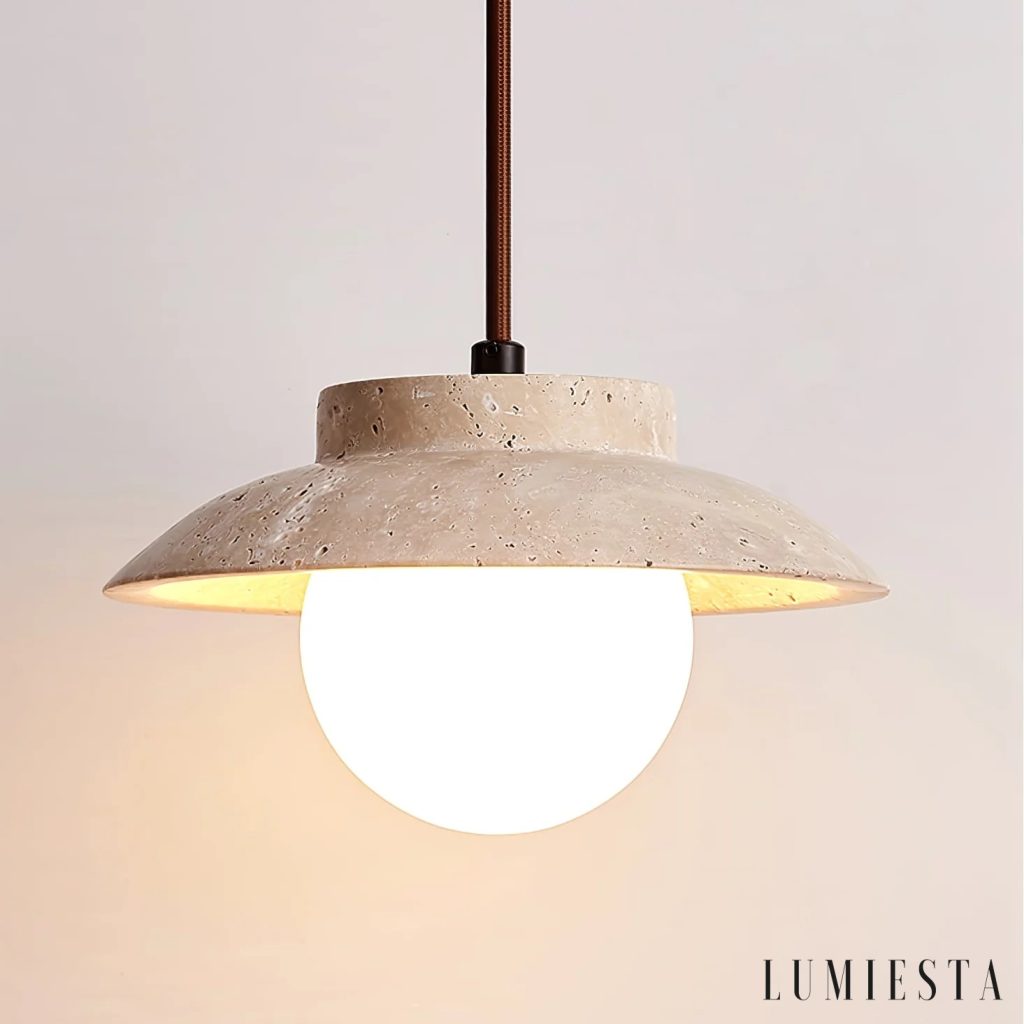 Montia - travertine pendant light Ø 20 cm