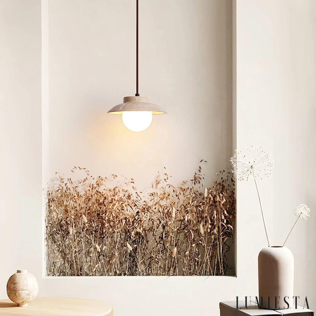 Montia - travertine pendant light Ø 20 cm