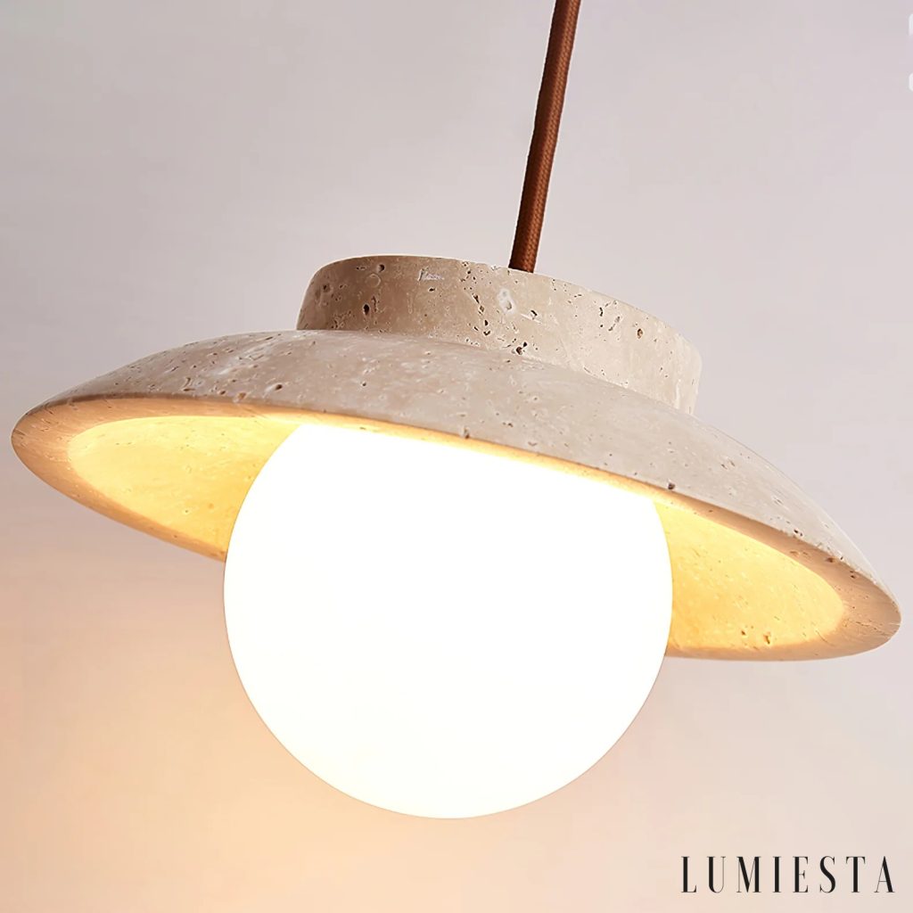 Montia - travertine pendant light Ø 20 cm