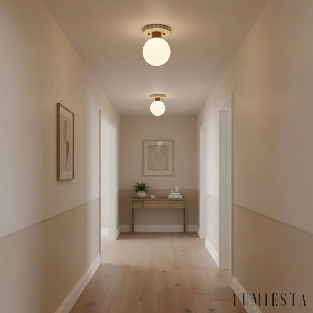 Sardia - travertine globe ceiling light Ø 13 cm