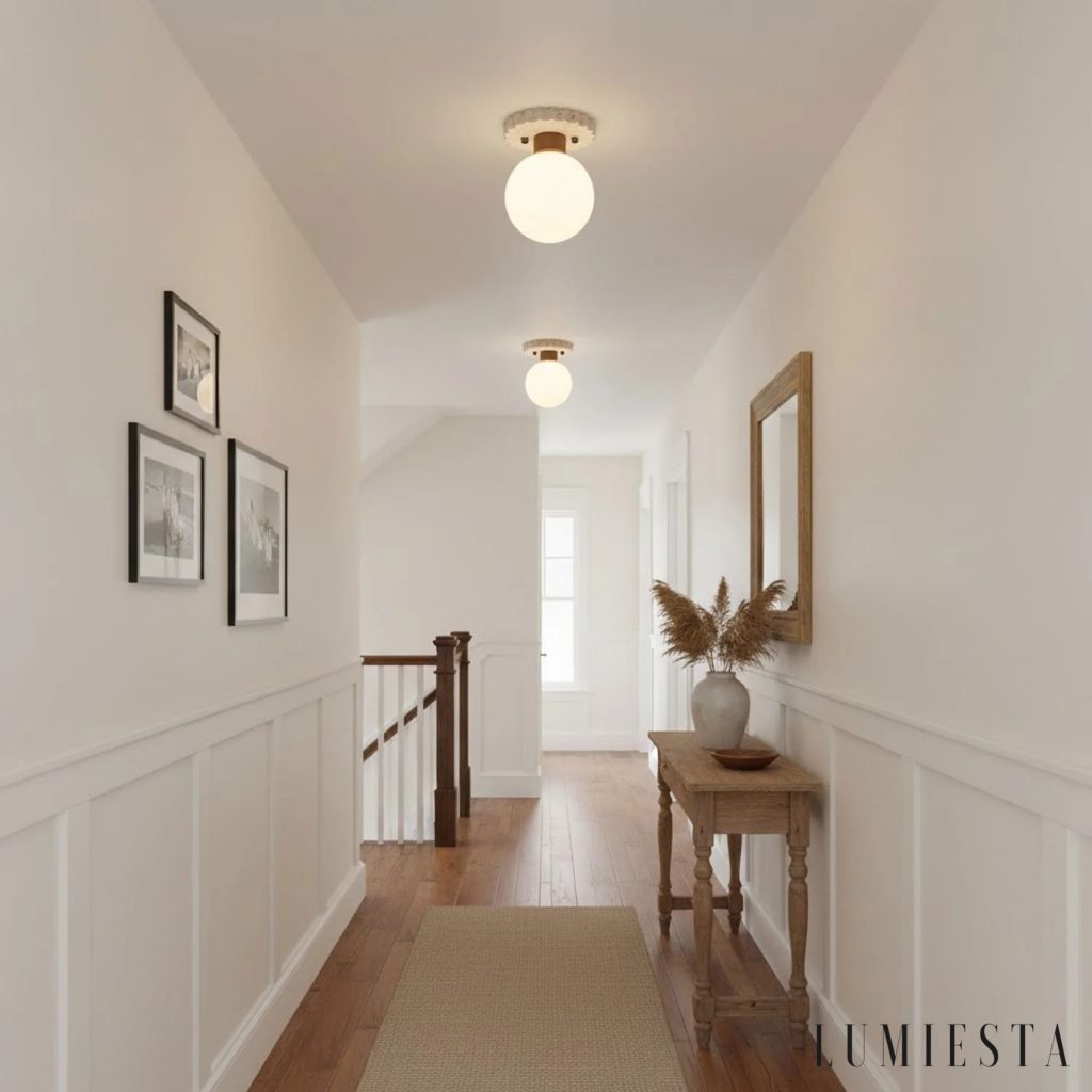 Sardia - travertine globe ceiling light Ø 13 cm