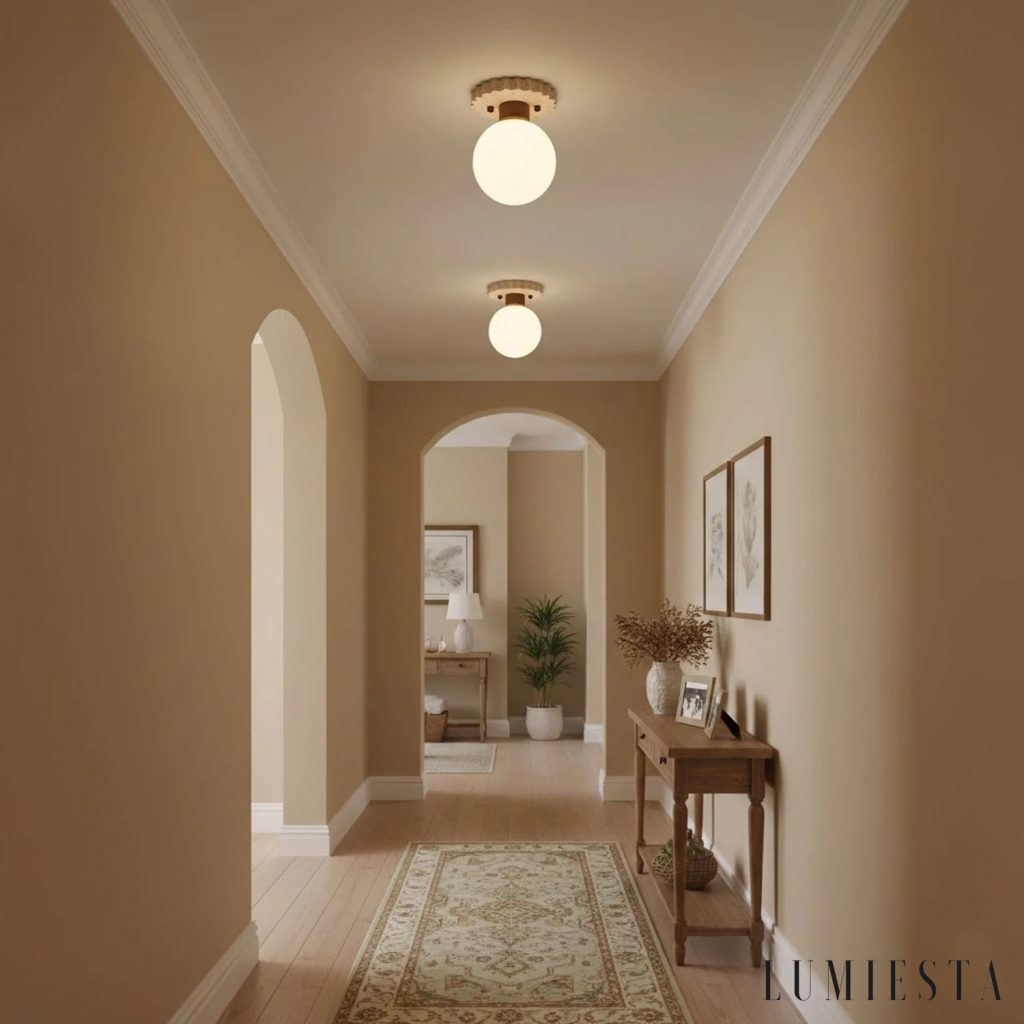 Sardia - travertine globe ceiling light Ø 13 cm