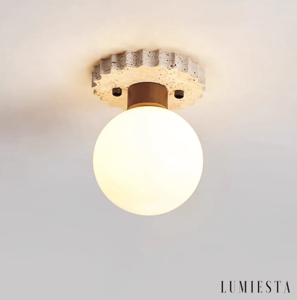 Sardia - travertine globe ceiling light Ø 13 cm