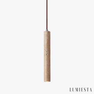 Monia - cylindrical travertine pendant light