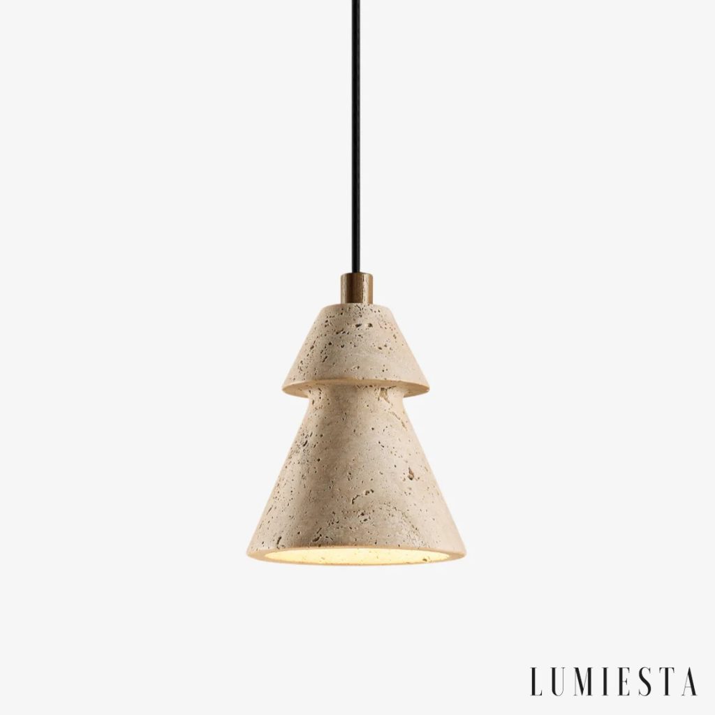 Tropezia - cone-shaped travertine pendant light Ø 12 cm