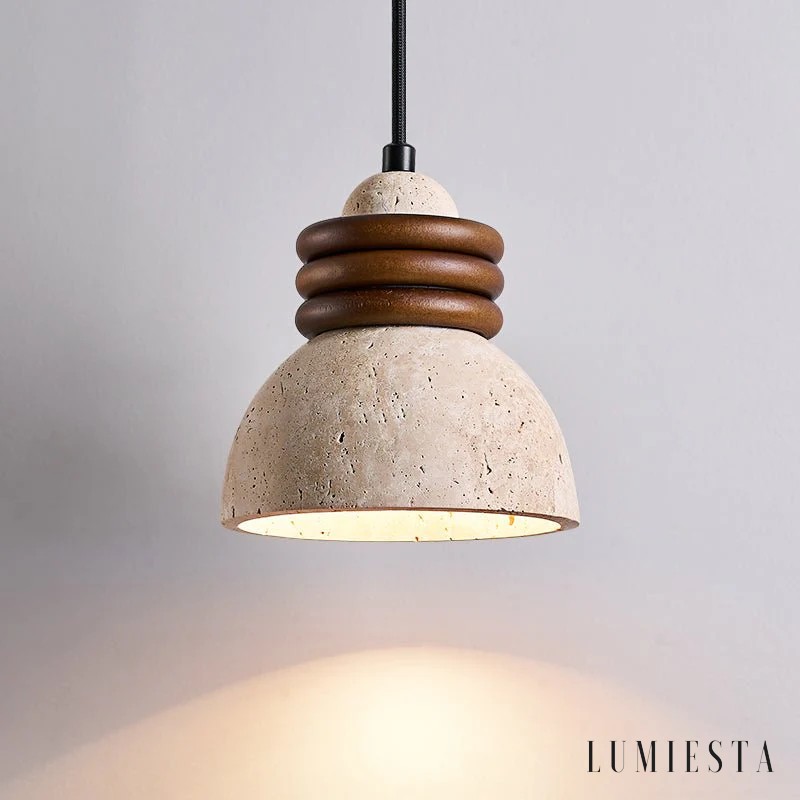 Lunatia - travertine pendant light Ø 15 cm