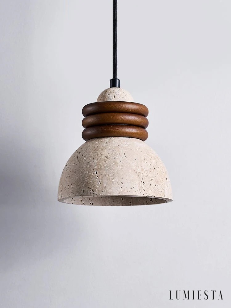 Lunatia - travertine pendant light Ø 15 cm