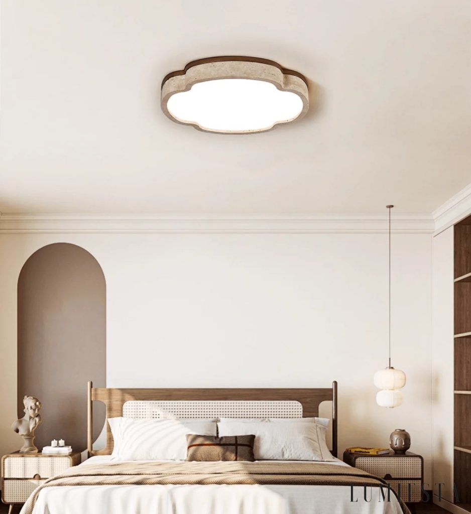 Aureterria - cloud-shaped travertine flush ceiling light Ø 37-58 cm