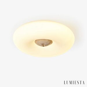 Tomia - ring-shaped travertine flush ceiling light Ø 33–53 cm