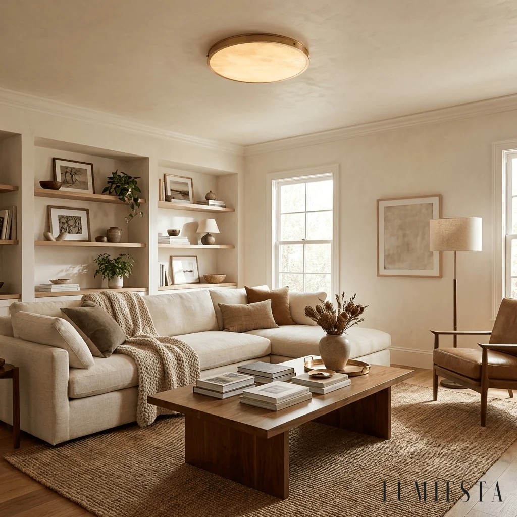 Selunaria - round alabaster flush ceiling light