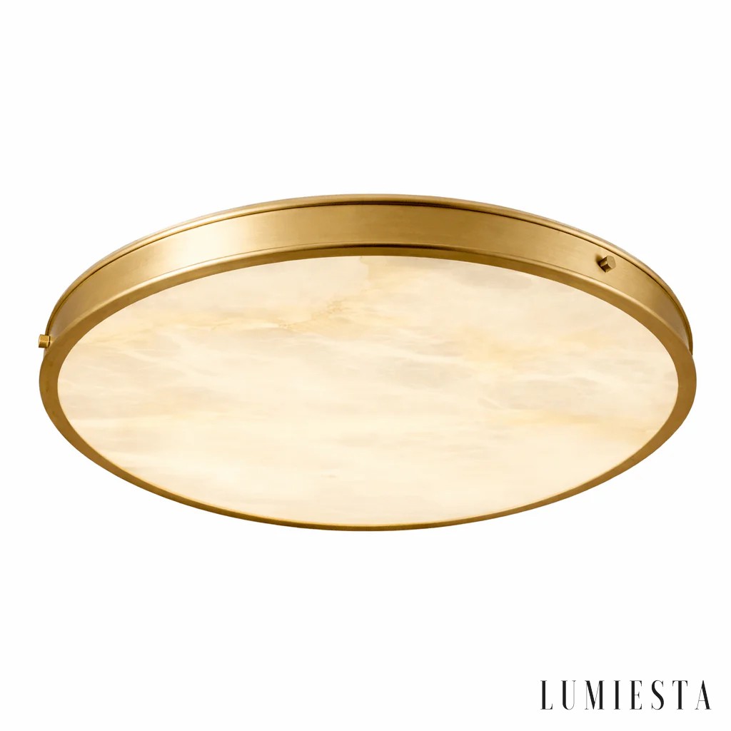 Selunaria - round alabaster flush ceiling light
