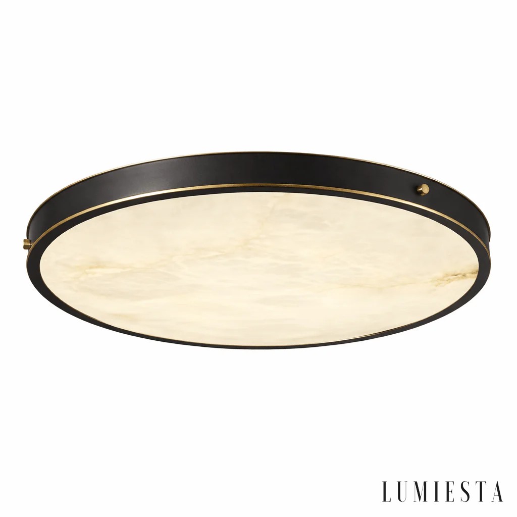 Selunaria - round alabaster flush ceiling light