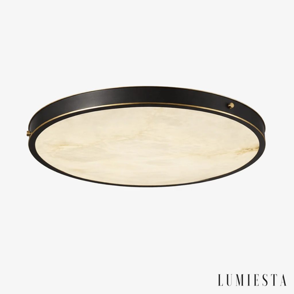 Selunaria - round alabaster flush ceiling light