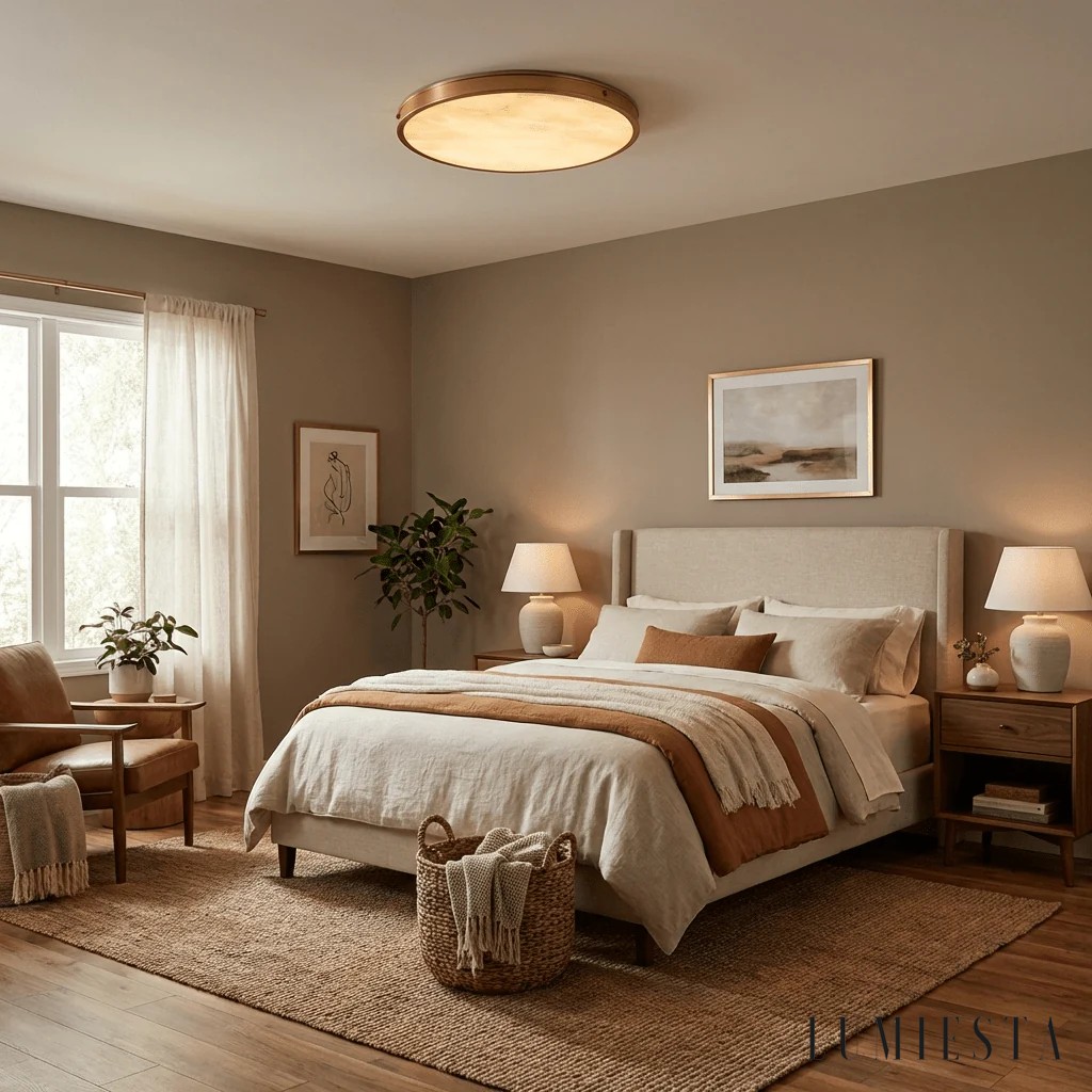Selunaria - round alabaster flush ceiling light