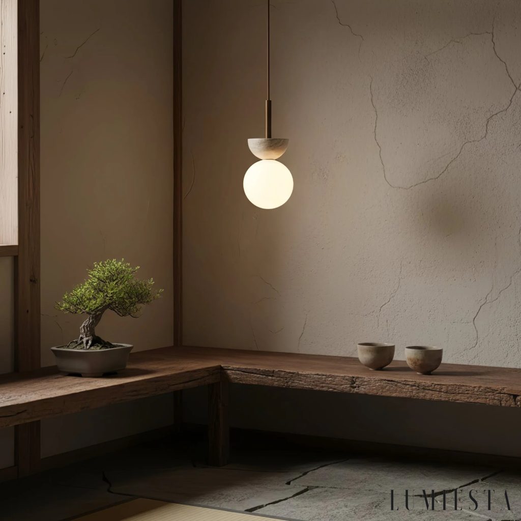 Bragancia - travertine pendant light Ø 13 cm