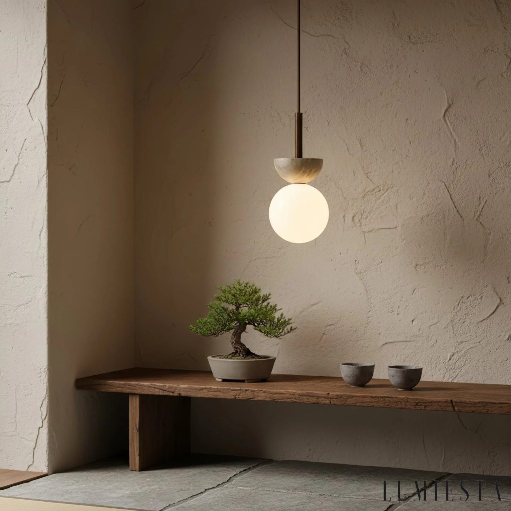 Bragancia - travertine pendant light Ø 13 cm