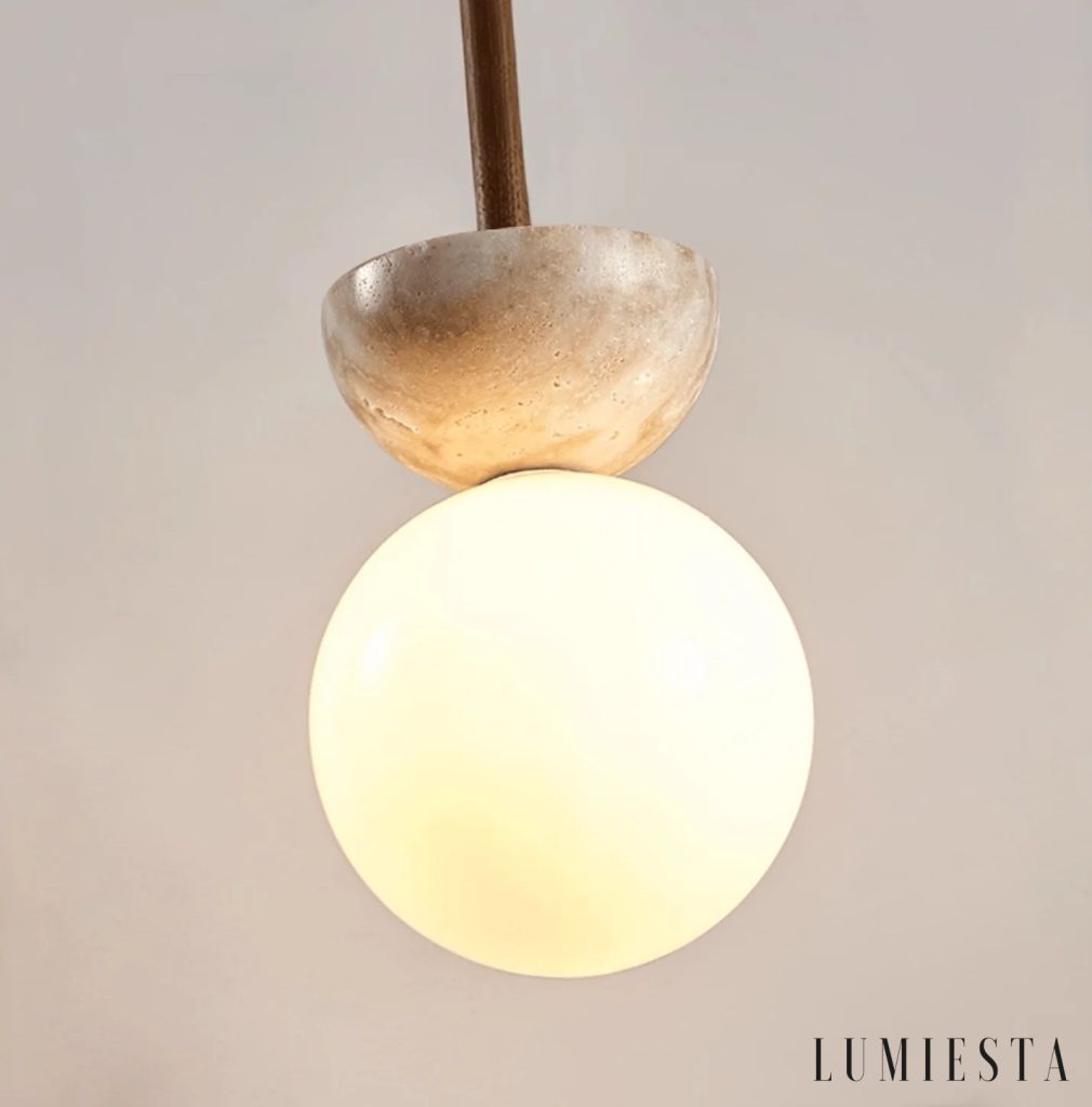 Bragancia - travertine pendant light Ø 13 cm