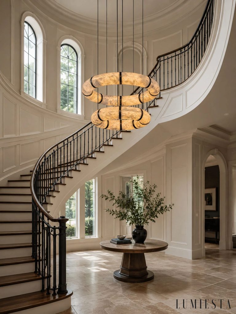 Barria - alabaster ring chandelier Ø 40-80 cm