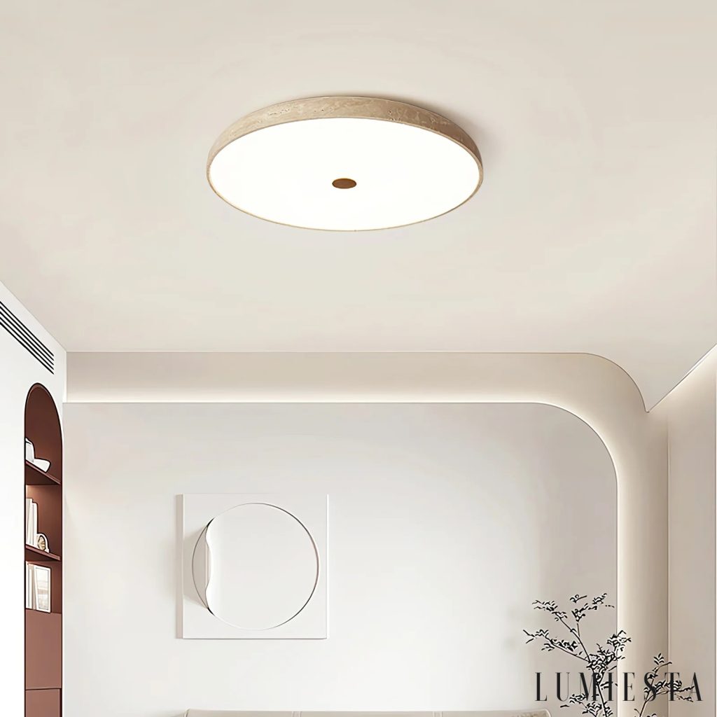 Brezia - round travertine flush ceiling light Ø 37-62 cm